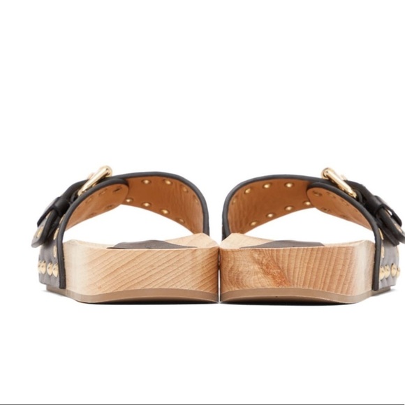 Isabel Marant Jaso Leather Slip On Clogs Sandals Black Women's Sizes 7 & 8 NWOT - Picture 3 of 7